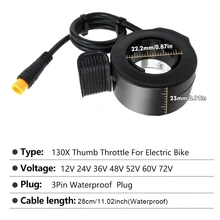 Electric Bicycle Thumb Throttle Accelerator Speed Control E-bike 130X Thumb Throttle 3Pin Waterproof/SM Connector
Electric Bicycle Thumb Throttle Accelerator Speed Control E-bike 130X Thumb Throttle 3Pin Waterproof/SM Connector