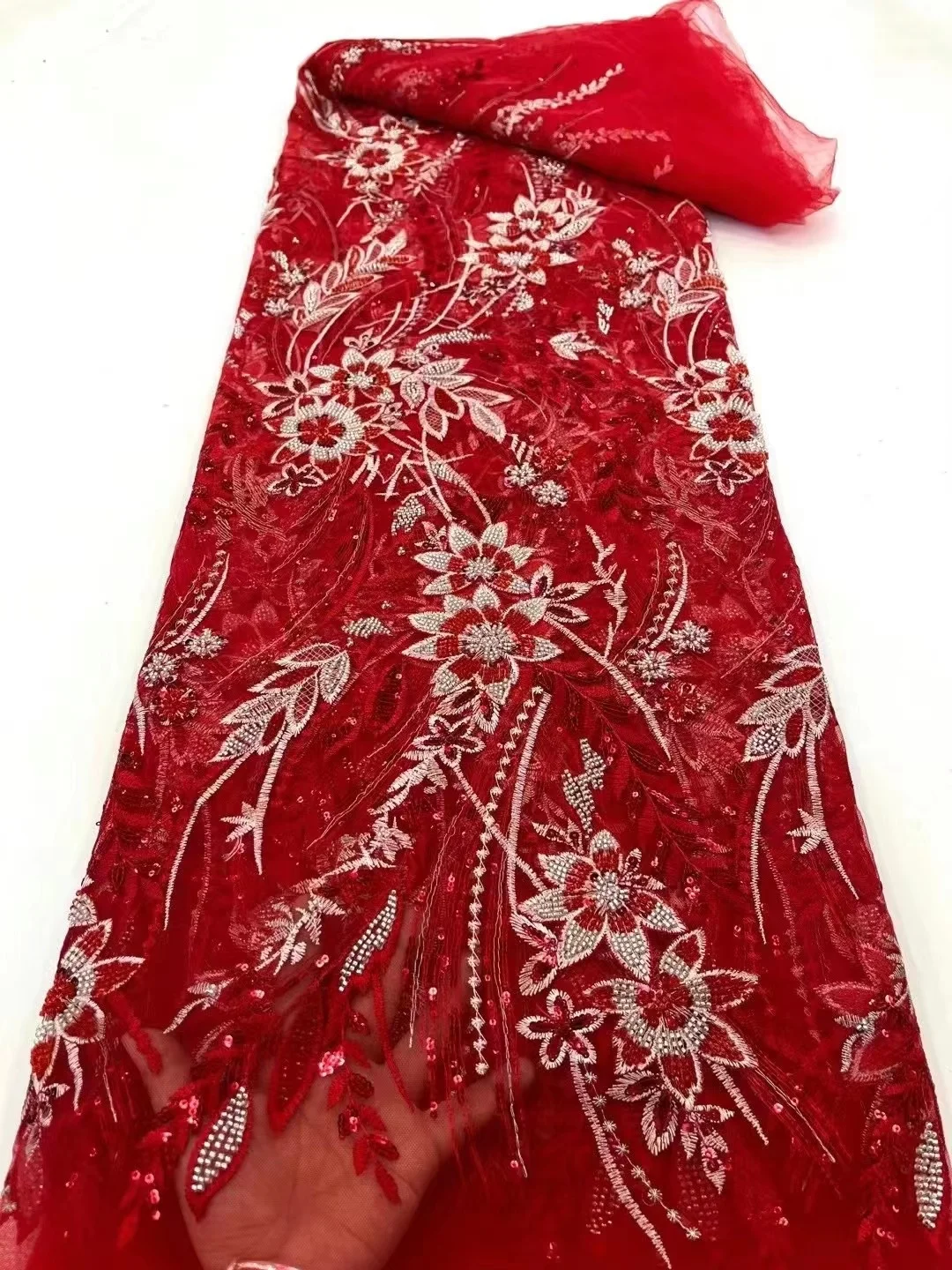 Bride For Wedding Nigerian African Sequins/ Beads Lace Fabrics 2023 High Quality Lace Material French Tulle Lace Fabric Red
Bride For Wedding Nigerian African Sequins/ Beads Lace Fabrics 2023 High Quality Lace Material French Tulle Lace Fabric Red