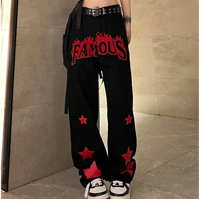 

New American Jeans Women's High Waisted Slim Trend Versatile Sweatpant Loose Flesh Covering Straight Leg Wide Leg Casual Pants