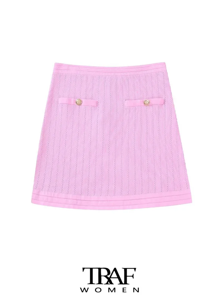 TRAF Women Fashion With Gold Buttons Knit Mini Skirt Vintage High Elastic Waist Side Zipper Female Skirts Mujer
TRAF Women Fashion With Gold Buttons Knit Mini Skirt Vintage High Elastic Waist Side Zipper Female Skirts Mujer