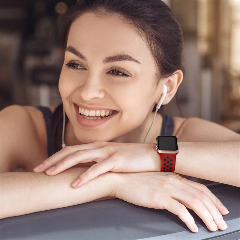 Sport Silicone Strap for Apple Watch Ultra 49mm Series 9 8/7 41mm 45mm 38MM 42MM Bracelet iWatch 6 SE 5 4 3 se Band 44mm 40mm Sport Silicone Strap for Apple Watch Ultra 49mm Series 9 8/7 41mm 45mm 38MM 42MM Bracelet iWatch 6 SE 5 4 3 se Band 44mm 40mm