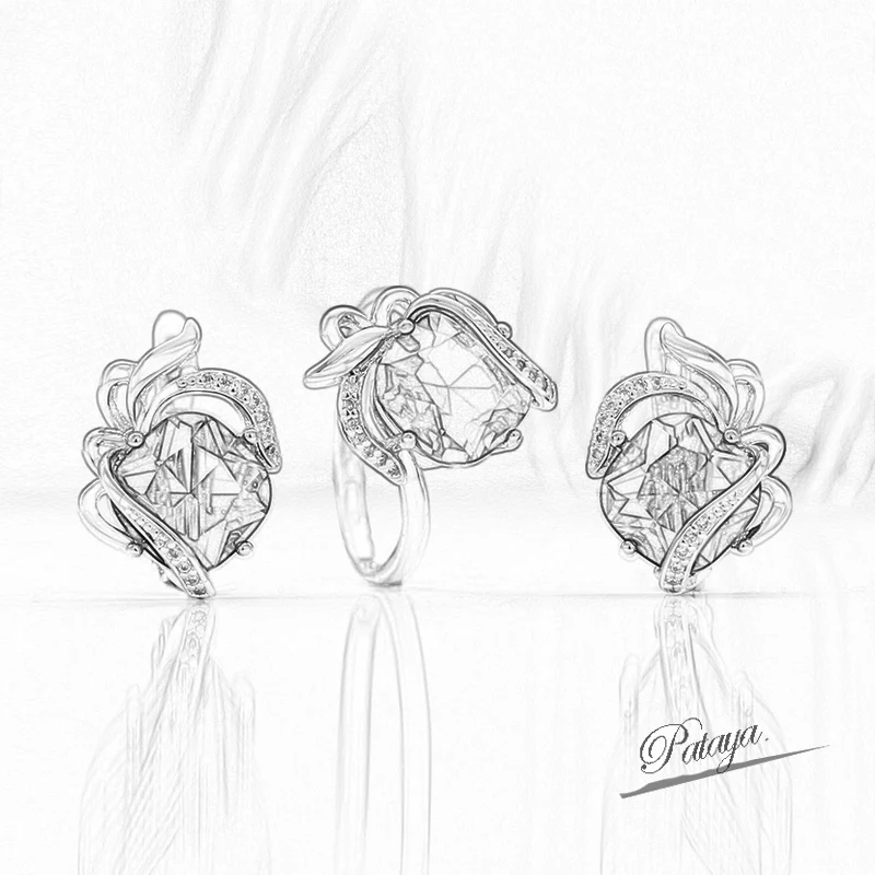 PATAYA Hot Fashion Light Brown Natural Zircon Ring Earring for Women Simple 585 Rose Gold Color High Quality Daily Jewelry Sets PATAYA Hot Fashion Light Brown Natural Zircon Ring Earring for Women Simple 585 Rose Gold Color High Quality Daily Jewelry Sets