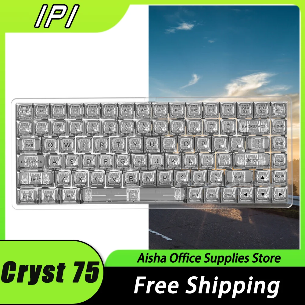 

IPI Cryst 75 Mechanical Keyboard Transparent RGB Wired Gaming Keyboard Backlight Hot Swap Ergonomics Pc Gamer Accessories Gifts