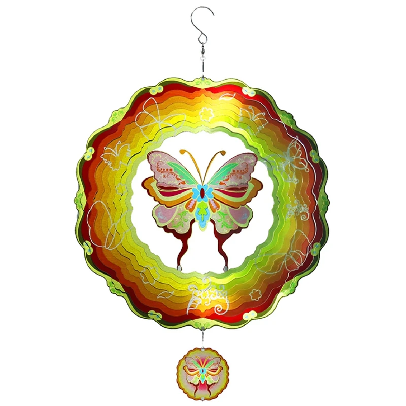 

1 PCS 3D Rotating Wind Chime Color Pendant Butterfly Wind Chimes Outdoor Hanging Decoration Metal