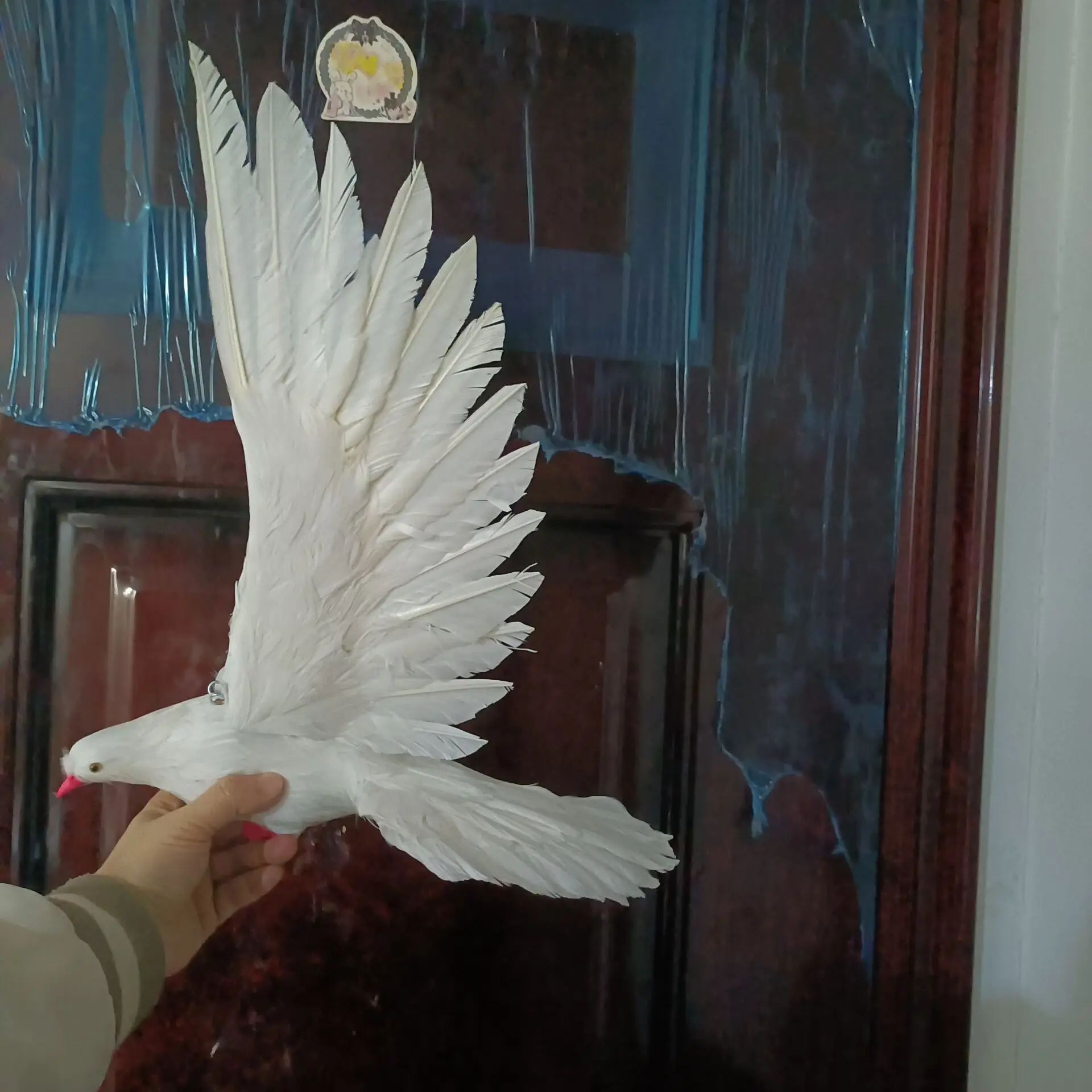 

white simulation plastic and feathers wings dove model toy gift about 30x50cm h2705