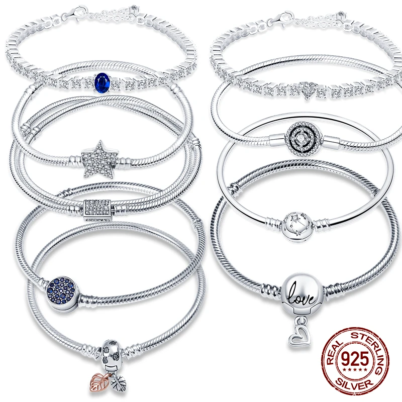 925 Sterling SilverSnake chain round Bracelet blue zircon fashion bracelet pendant bracelet ladies jewelrybirthday present
925 Sterling SilverSnake chain round Bracelet blue zircon fashion bracelet pendant bracelet ladies jewelrybirthday present