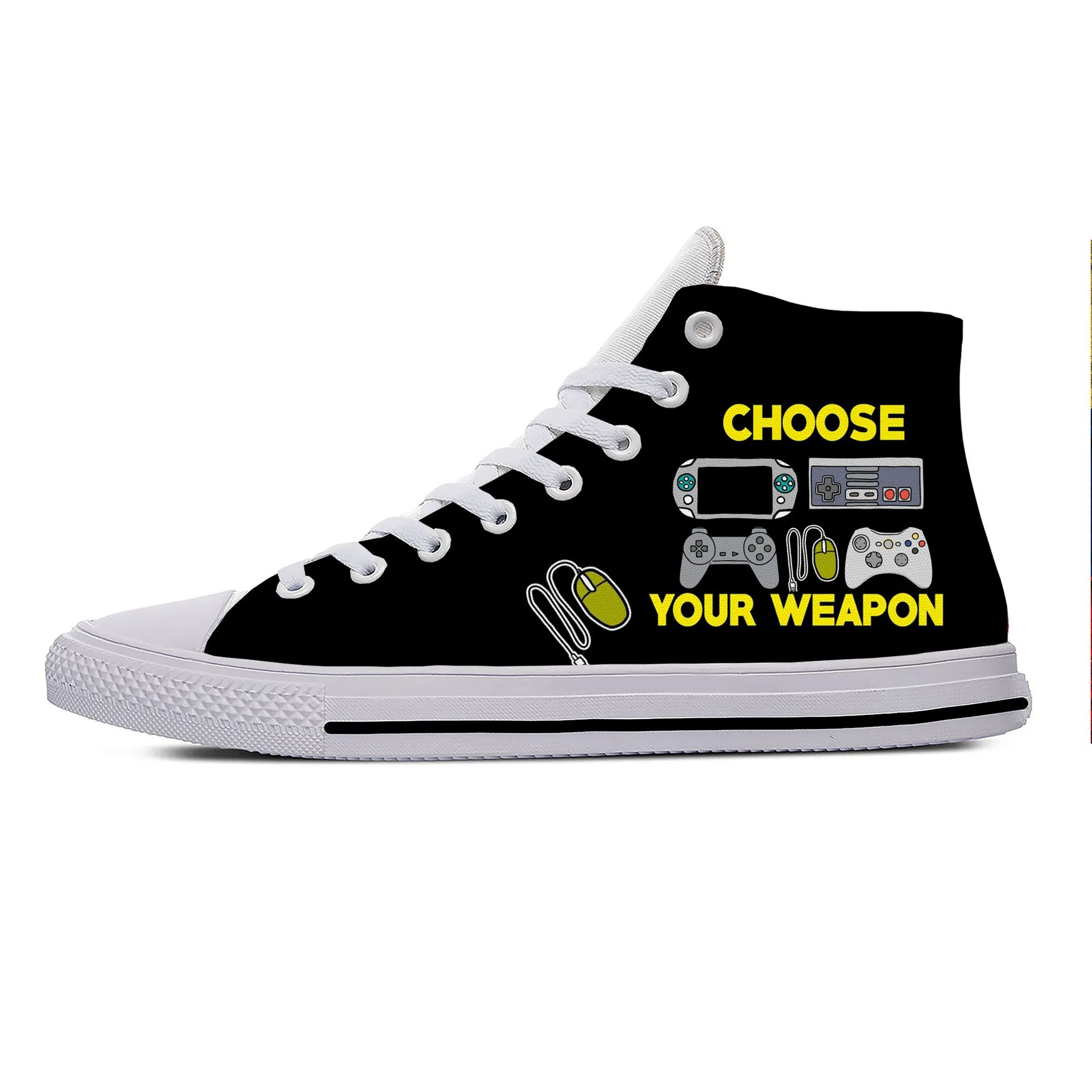 Choose Your Weapon High Top Sneakers Mens Womens Teenager Casual Shoes Game Controller Canvas Shoes 3D Print Lightweight shoe
Choose Your Weapon High Top Sneakers Mens Womens Teenager Casual Shoes Game Controller Canvas Shoes 3D Print Lightweight shoe