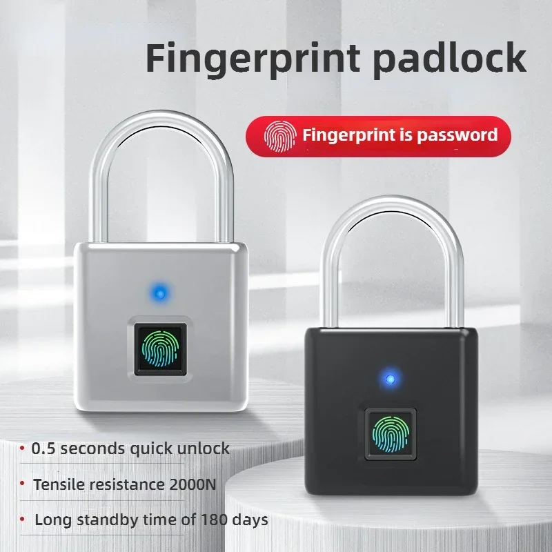 

Keyless USB Charging Door Lock Fingerprint Smart Padlock Quickly Unlock Zinc Alloy Metal Self-imaging Chip 10 Fingerprints New