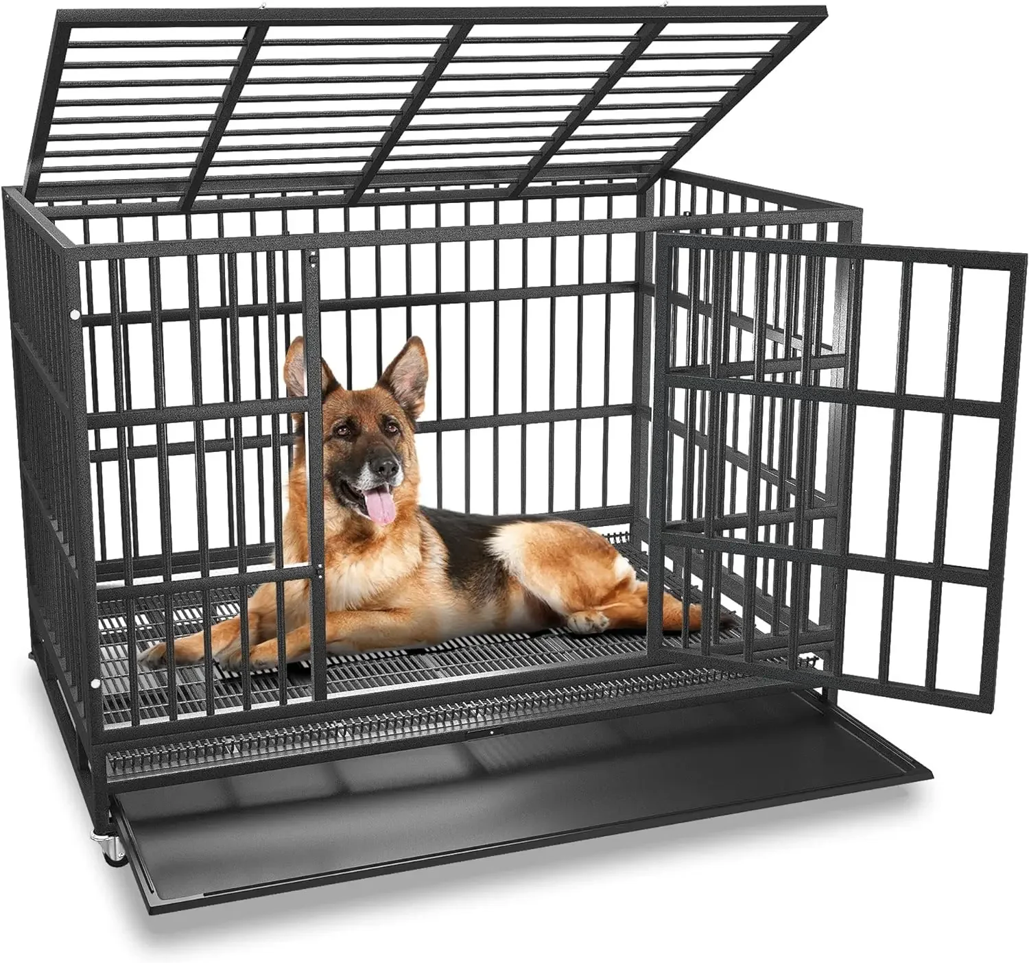 48inch Heavy Duty Indestructible and Escape-Proof Dog Crate Cage Kennel for Large Dogs,High Anxiety with Removable Crate Trays
48inch Heavy Duty Indestructible and Escape-Proof Dog Crate Cage Kennel for Large Dogs,High Anxiety with Removable Crate Trays