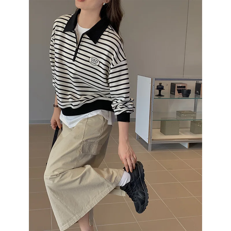 Autumn New Polo Collar Long-Sleeved Korean Stripe Contrast Color All-Match Sweater
Autumn New Polo Collar Long-Sleeved Korean Stripe Contrast Color All-Match Sweater