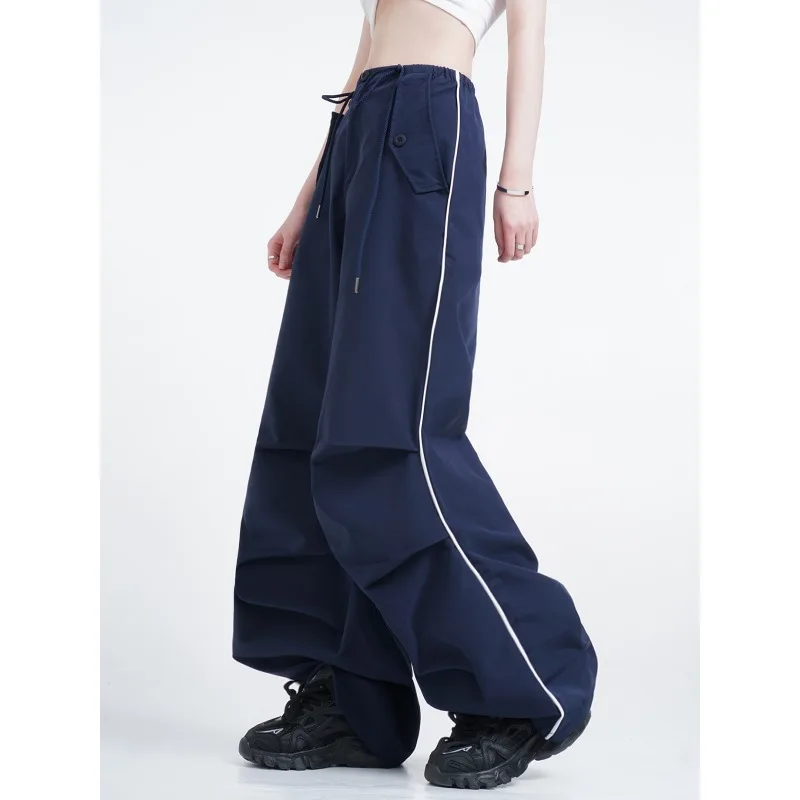 

Deeptown Y2k Harajuku Streetwear Cargo Parachute Pants Women Oversized Vintage Side Stripe Casual Jogger Trousers Hippie Kpop