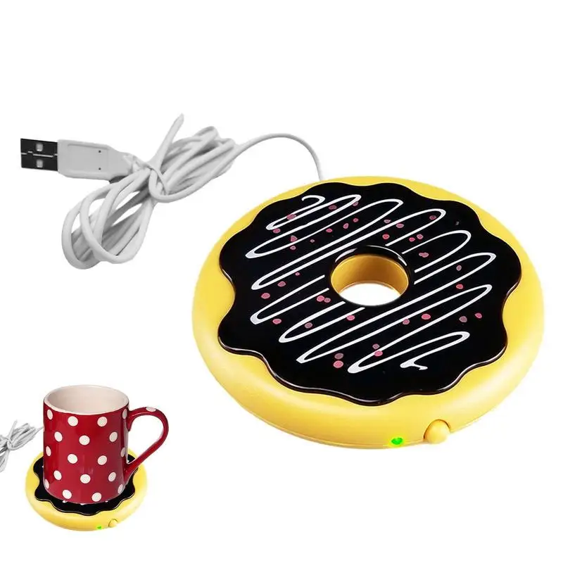 

USB Coaster Warmer Donut Constant Temperature Heating Cute Mug Insulation Coaster Creative Coaster Cup Warmer Gift Mug Warmer