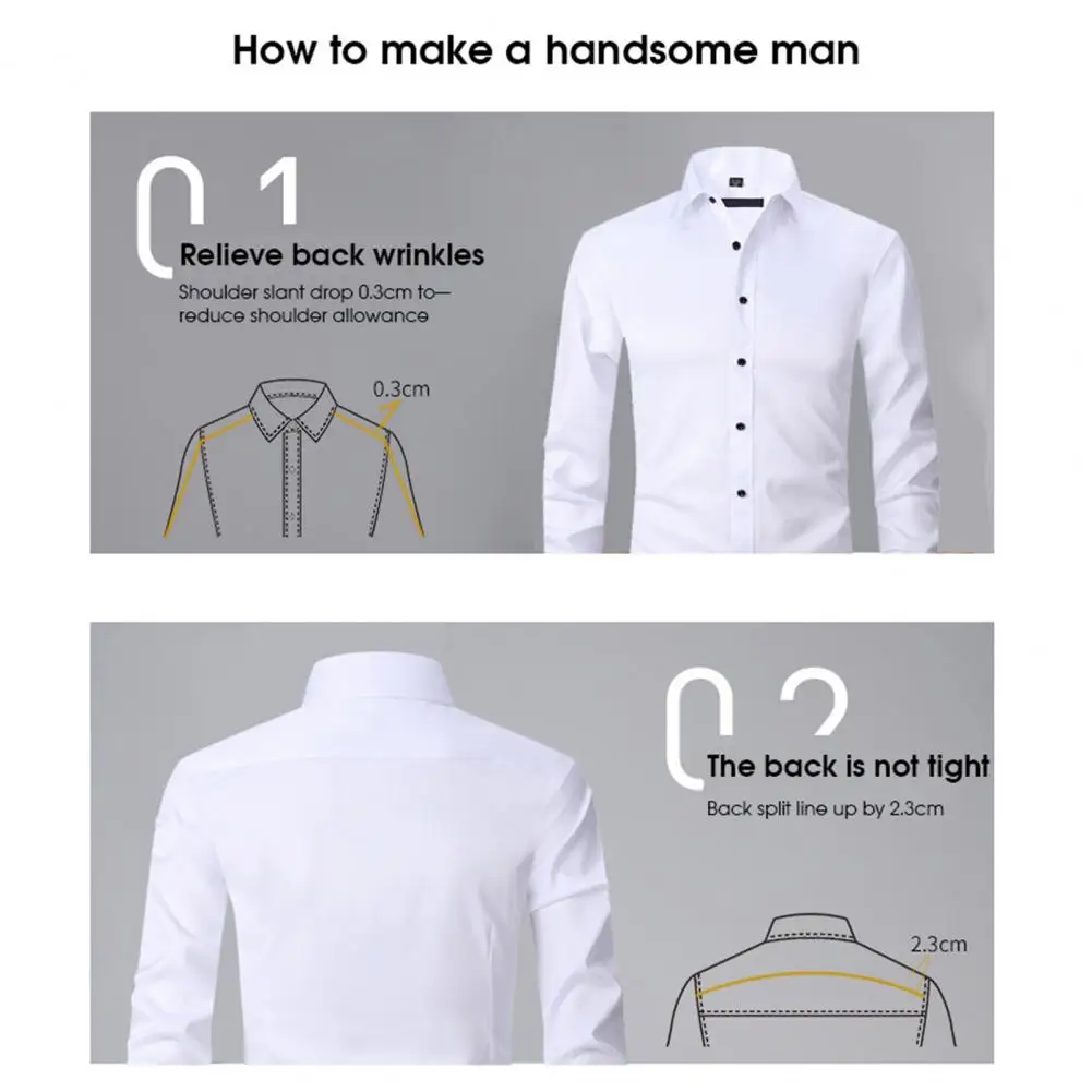 

Рубашка мужская приталенная с отложным воротником, профессиональная деловая Повседневная офисная, мягкая, с длинными рукавами