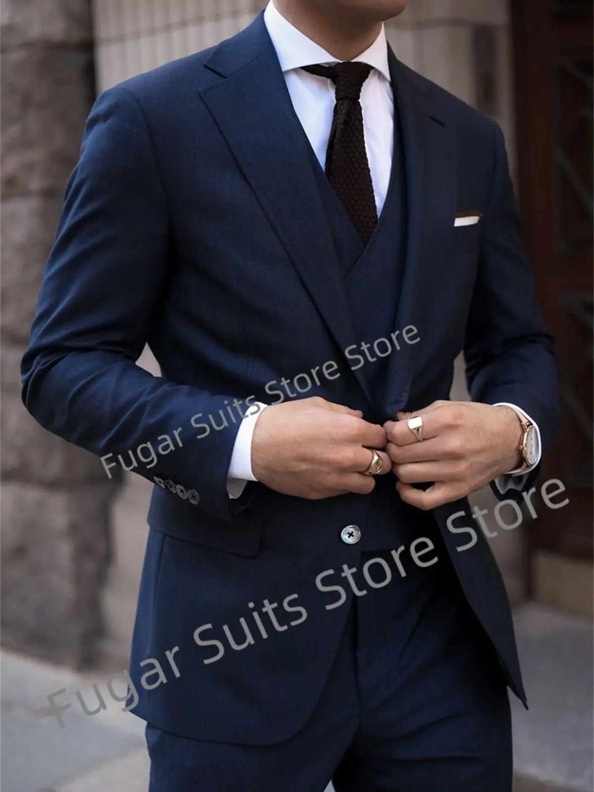 Casual Fashion Navy Blue Wedding Men Suits Slim Fit Notched Lapel Groom Tuxedos 3 Pieces Sets Luxuly Male Blazer Costume Homme
Casual Fashion Navy Blue Wedding Men Suits Slim Fit Notched Lapel Groom Tuxedos 3 Pieces Sets Luxuly Male Blazer Costume Homme