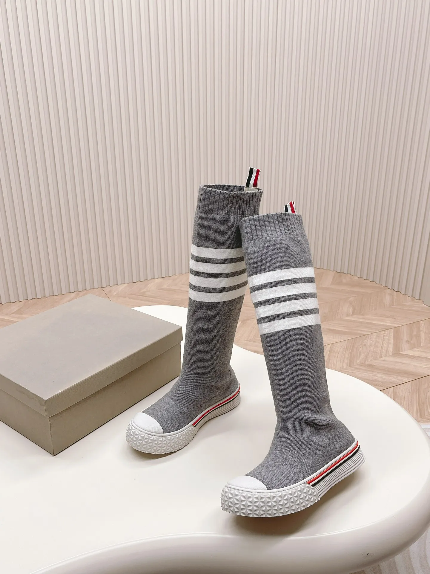 TB THOM Women's Long Sock Boots 2023 New Winter Stretch 4-bar Stripes Long Sock Shoes High Quality Korean Casual Sock Footwear
TB THOM Women's Long Sock Boots 2023 New Winter Stretch 4-bar Stripes Long Sock Shoes High Quality Korean Casual Sock Footwear