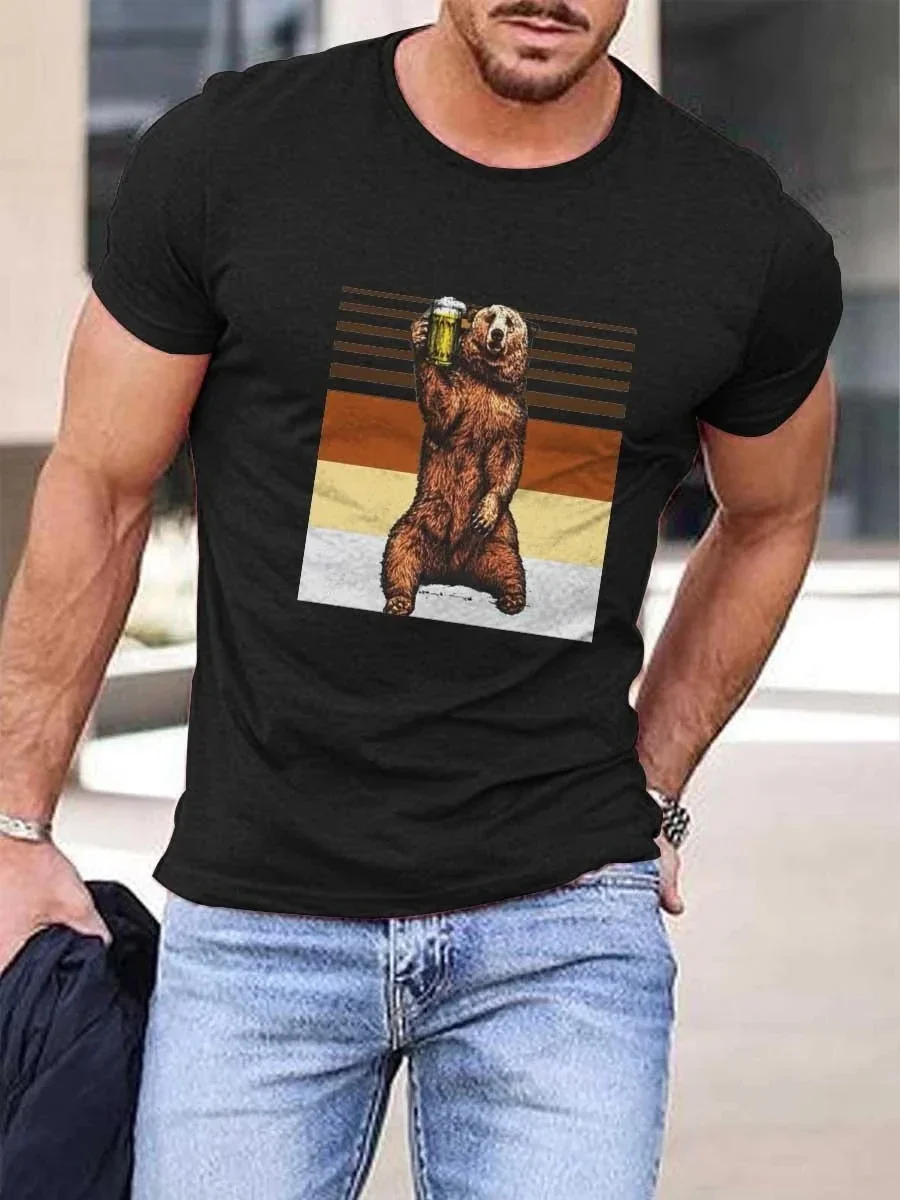 2023 Summer Men's Printed Casual Crew Neck Short Sleeve T-Shirt Beer Bear T-Shirt 3D Printed T Shirt
2023 Summer Men's Printed Casual Crew Neck Short Sleeve T-Shirt Beer Bear T-Shirt 3D Printed T Shirt