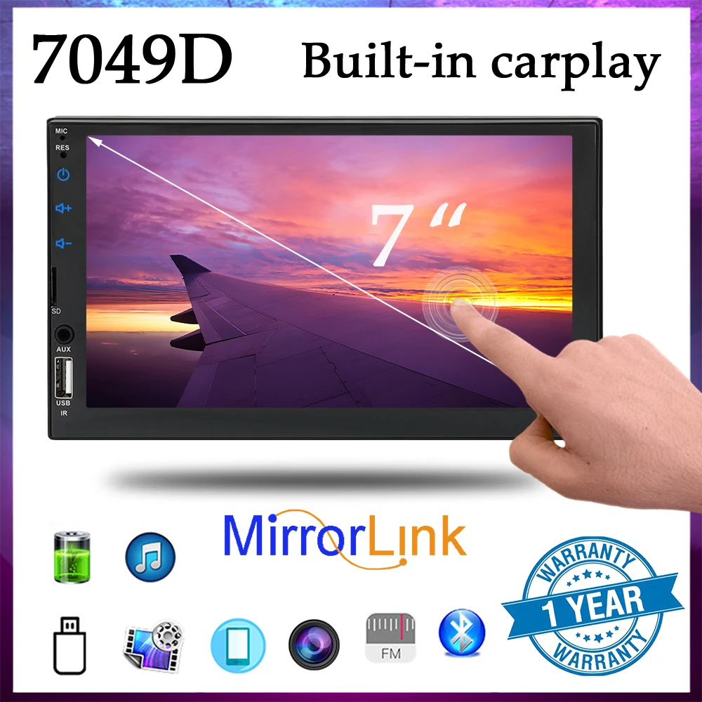 Multimedia MP5 Player 2 Din 7" CARPLAY/Android Auto MirrorLink Touch Screen Rear View Camera Car Stereo Auto Radio FM/USB/AUX/TF
Multimedia MP5 Player 2 Din 7" CARPLAY/Android Auto MirrorLink Touch Screen Rear View Camera Car Stereo Auto Radio FM/USB/AUX/TF