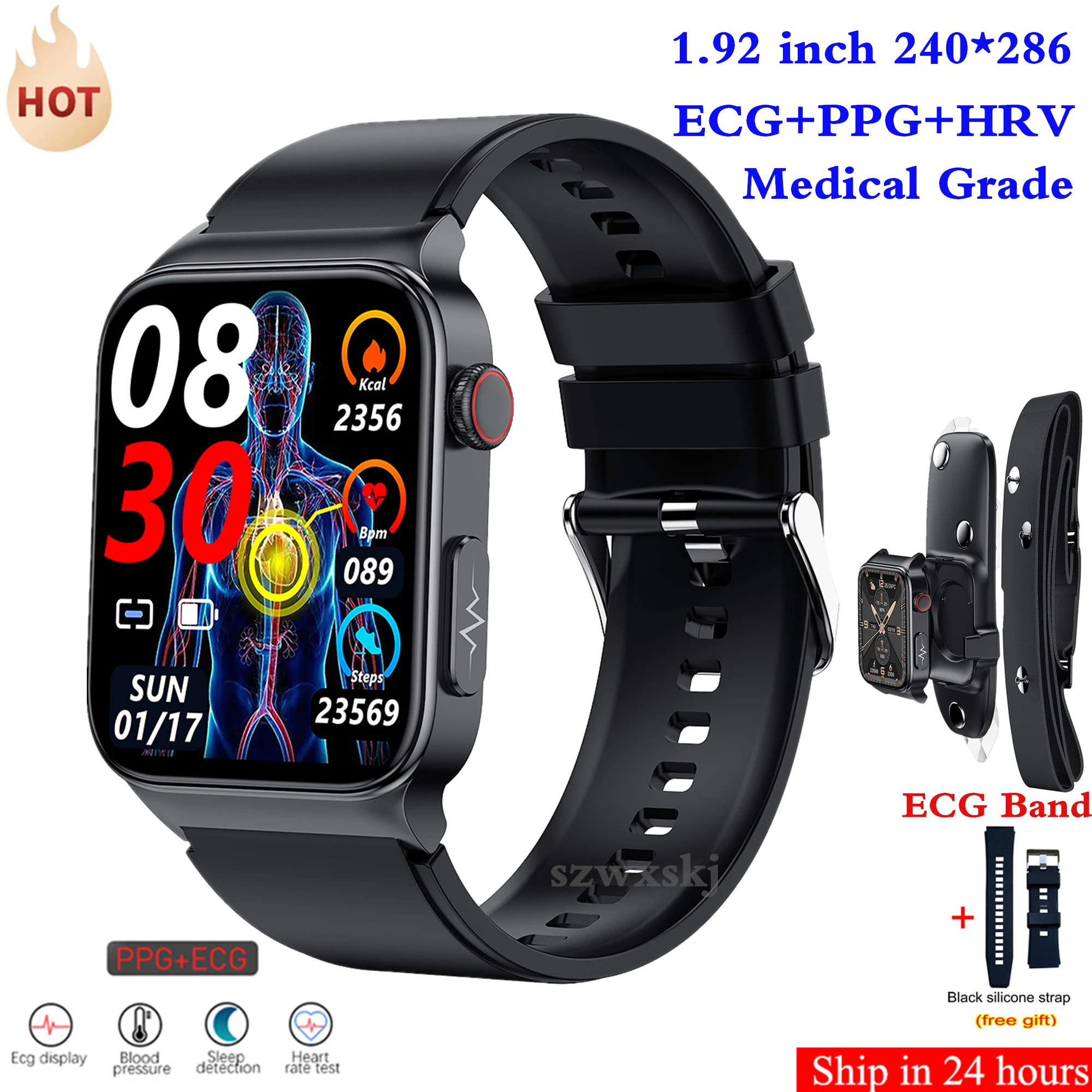 

Оригинальные Смарт-часы E500 с измерением уровня сахара в крови, ЭКГ + ФПГ, HRV, измерение кровяного давления, температуры тела, мужские Смарт-часы IP68, водонепроницаемый фитнес-трекер