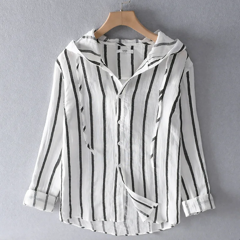 Рубашка мужская с капюшоном, из хлопка и льна, в полоску
Рубашка мужская с капюшоном, из хлопка и льна, в полоску