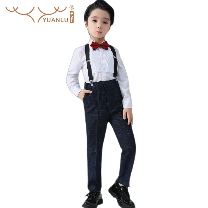 

3 Pieces Formal Boy's Suit High Quality Vest Shirts Overalls Boy Child Costume for Children 2 to 14 Years Gentleman Fashion