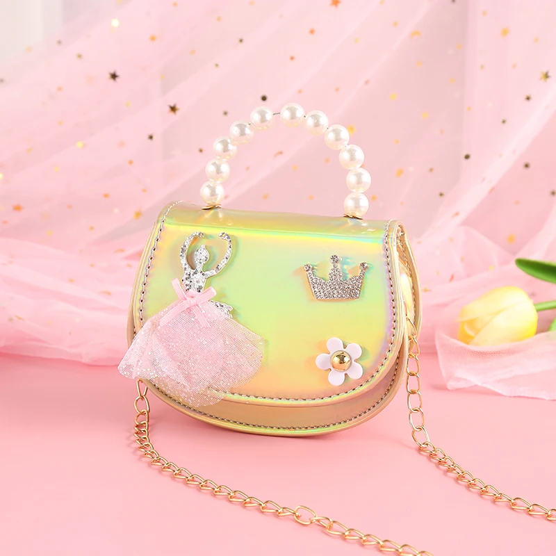 

Cute Shiny Round Dancing LIttle Girl Princess Children's Bag Shoulder Diagonal Suitcase Bag