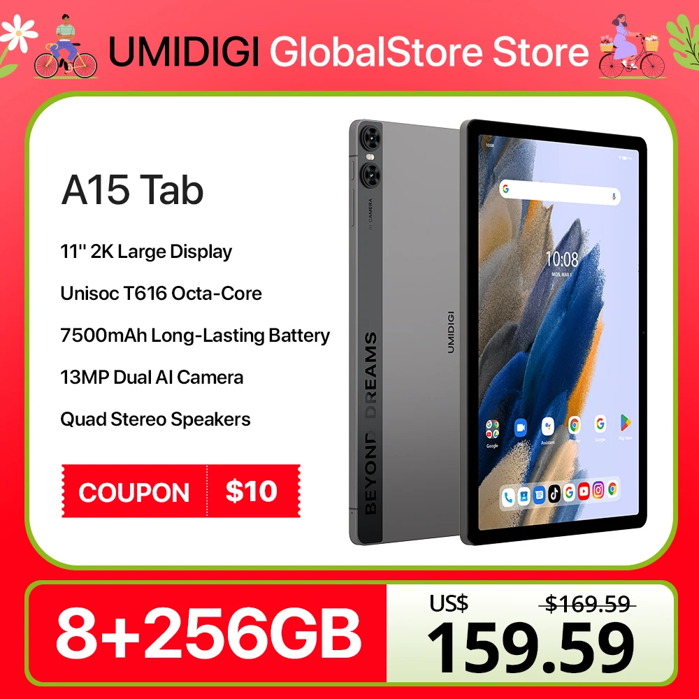 

[World Premiere]UMIDIGI A15 Tab Android 13 Smart tablet 8+8GB RAM 256GB ROM 11" 2K HD+Display 7500mAh Mega Battery 13MP Camera