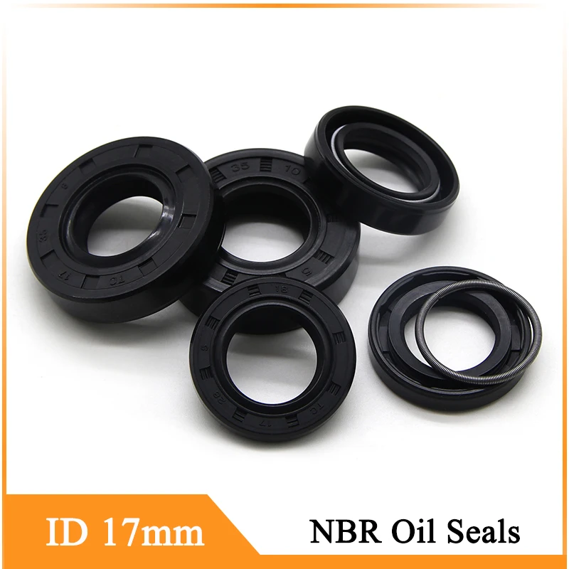 

2/5/10pcs NBR Oil Seal ID 17mm TC-17*25/27/28/30/32/35/40/45/47*5/7/8/10mm Nitrile Rubber Shaft Double Lip Oil Gasket Black