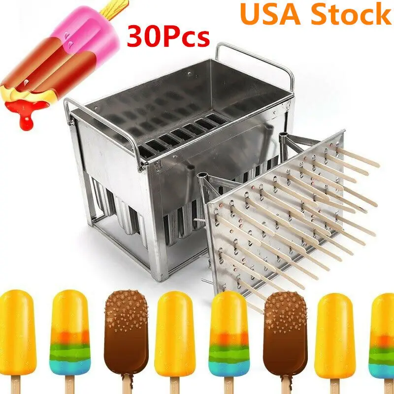 30pcs Round Flat Popsicle Mold Stainless Steel Ice Cream Fruit Sticks Making Machine Kitchen Tool
30pcs Round Flat Popsicle Mold Stainless Steel Ice Cream Fruit Sticks Making Machine Kitchen Tool