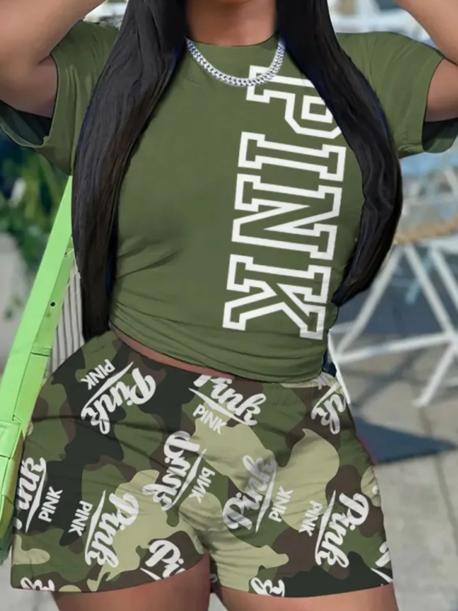 LW Plus Size Casual Shorts Set Camo Letter Print Shorts Set O-Neck Short Sleeve Top & Shorts Outfits Women's Plus Size Clothing
LW Plus Size Casual Shorts Set Camo Letter Print Shorts Set O-Neck Short Sleeve Top & Shorts Outfits Women's Plus Size Clothing