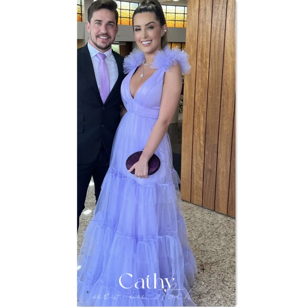 Cathy Lavender Party Dress Elegant V-neck Evening Dresses Sexy Sleeveless Vestidos De Noche A-line Multi-layer Prom Dress 2023
Cathy Lavender Party Dress Elegant V-neck Evening Dresses Sexy Sleeveless Vestidos De Noche A-line Multi-layer Prom Dress 2023