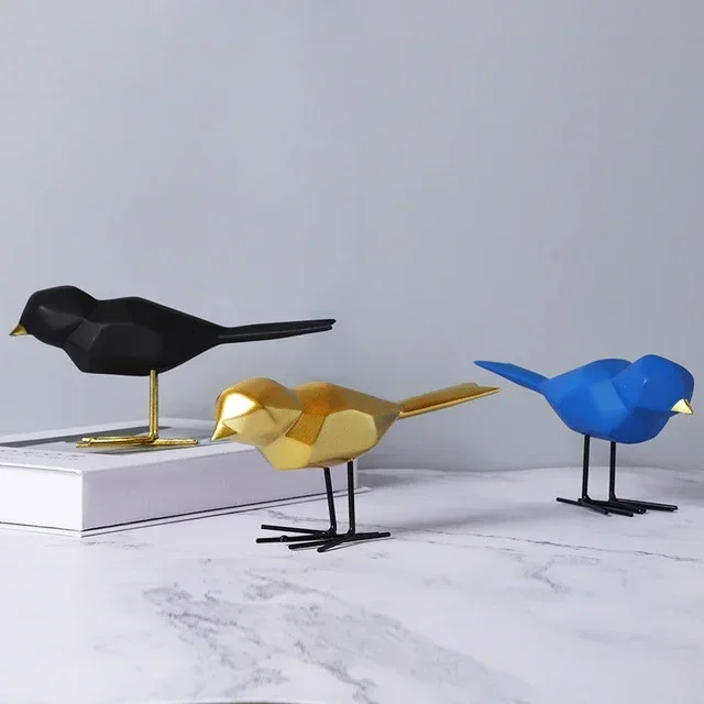 

Modern Cute Birds Resin Statue Accessories Home Livingroom Desktop Figurines Decoration Bookcase Cabinet Office Sculpture Crafts