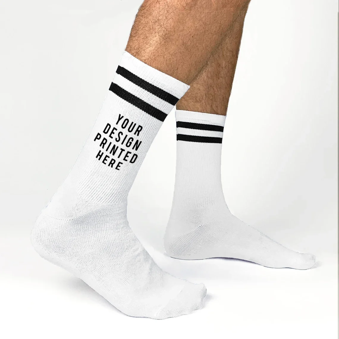 Custom Printed Striped Crew Socks, Add Your Own Custom Design or Text, Personalized Socks Available in 2 Sizes, White or Black S
Custom Printed Striped Crew Socks, Add Your Own Custom Design or Text, Personalized Socks Available in 2 Sizes, White or Black S