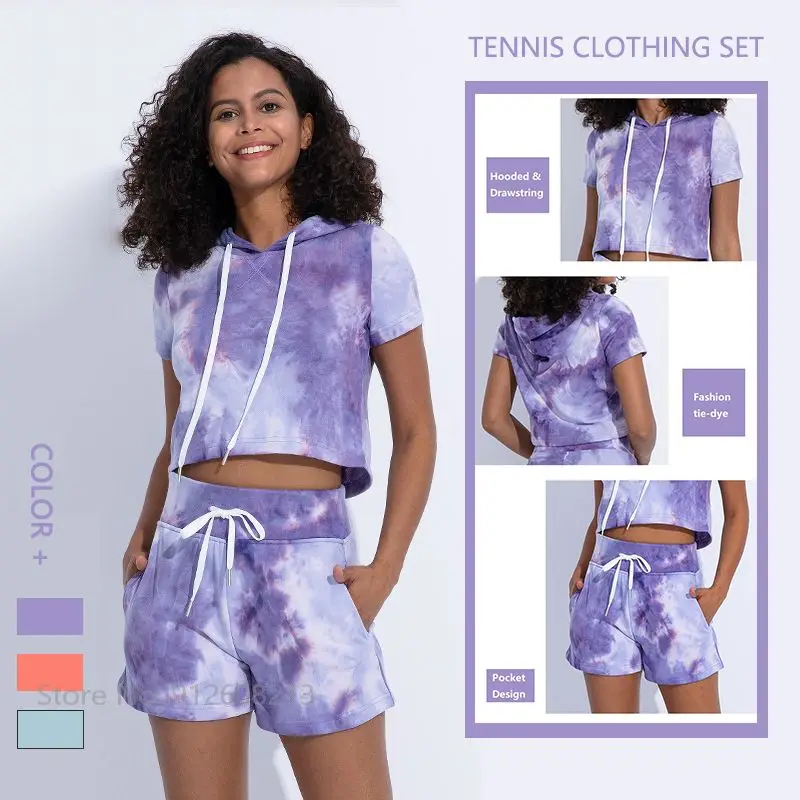 Outdoor Sports Tennis Clothing Suit Lady Fashion Hooded T Shirt +Shorts 2 Piece Set Women Badminton Crop Tops High Waist Shorts
Outdoor Sports Tennis Clothing Suit Lady Fashion Hooded T Shirt +Shorts 2 Piece Set Women Badminton Crop Tops High Waist Shorts