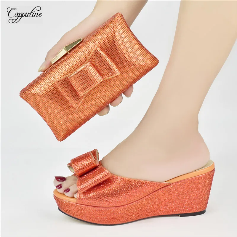 Orange Woman Platform Shoes And Bag Set To Match African Ladies Slippers With Handbag Pantofole Donna Pumps Clutch Purse 825-63
Orange Woman Platform Shoes And Bag Set To Match African Ladies Slippers With Handbag Pantofole Donna Pumps Clutch Purse 825-63
