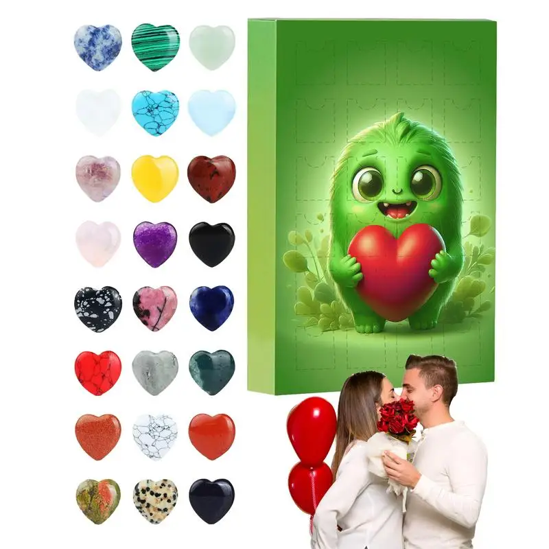 

24 Gemstones Countdown Calendar Count Down to Valentine's Day Gemstone Calendar Wife Husband Valentine's Day Room Ornaments for
