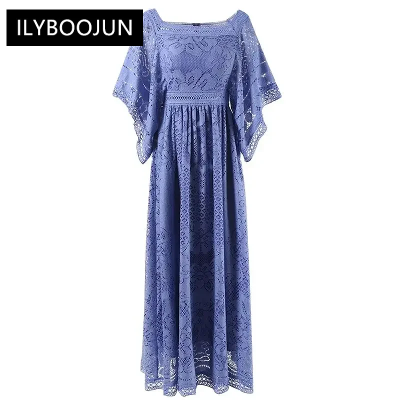 Summer Lace Long Dress Square Collar Batwing Sleeve Hollow Out Vacation Party Dresses For Women 2023 Runway Luxury Brand Elegant
Summer Lace Long Dress Square Collar Batwing Sleeve Hollow Out Vacation Party Dresses For Women 2023 Runway Luxury Brand Elegant