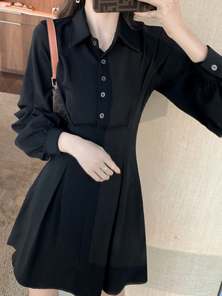 Short Dresses Korean Style Kpop Casual Robes Female Autumn Fashion Black Wrap Shirt Dress Women Office Ladies Elegant
Short Dresses Korean Style Kpop Casual Robes Female Autumn Fashion Black Wrap Shirt Dress Women Office Ladies Elegant