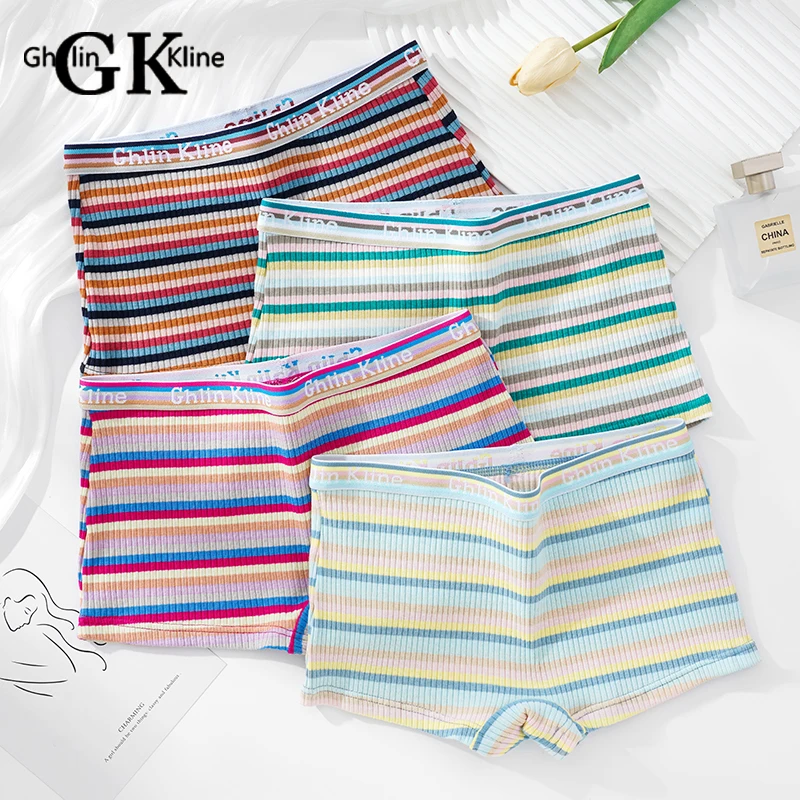 GK Brand Young Fashion Women Panties Colorful Striped Super Elastic Flinsy Antibacterial Boyshorts Boxers Ladies Shorts
GK Brand Young Fashion Women Panties Colorful Striped Super Elastic Flinsy Antibacterial Boyshorts Boxers Ladies Shorts