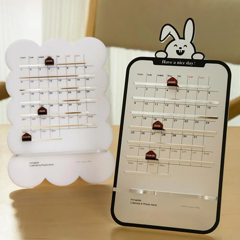 Desktop Calendar Erasable Acrylic Calendar Ornament with Phone Holder Rabbit Shape Mini Office for Students for Recycling
Desktop Calendar Erasable Acrylic Calendar Ornament with Phone Holder Rabbit Shape Mini Office for Students for Recycling