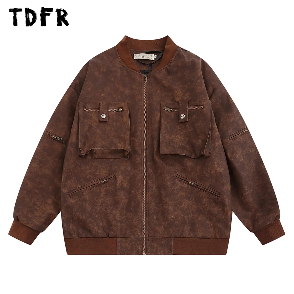 Pocket Stand Collar Leather Jacket Mens Autumn Winter Retro Streetwear Long Sleeve Zipper Baseball Jacket Men
Pocket Stand Collar Leather Jacket Mens Autumn Winter Retro Streetwear Long Sleeve Zipper Baseball Jacket Men
