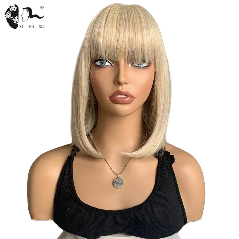 Short Blonde Straight Bob Hair Synthetic Wigs with Bangs for Women Dark Brown Natural Bob Hair High Temperature Fiber Daily Wigs
Short Blonde Straight Bob Hair Synthetic Wigs with Bangs for Women Dark Brown Natural Bob Hair High Temperature Fiber Daily Wigs