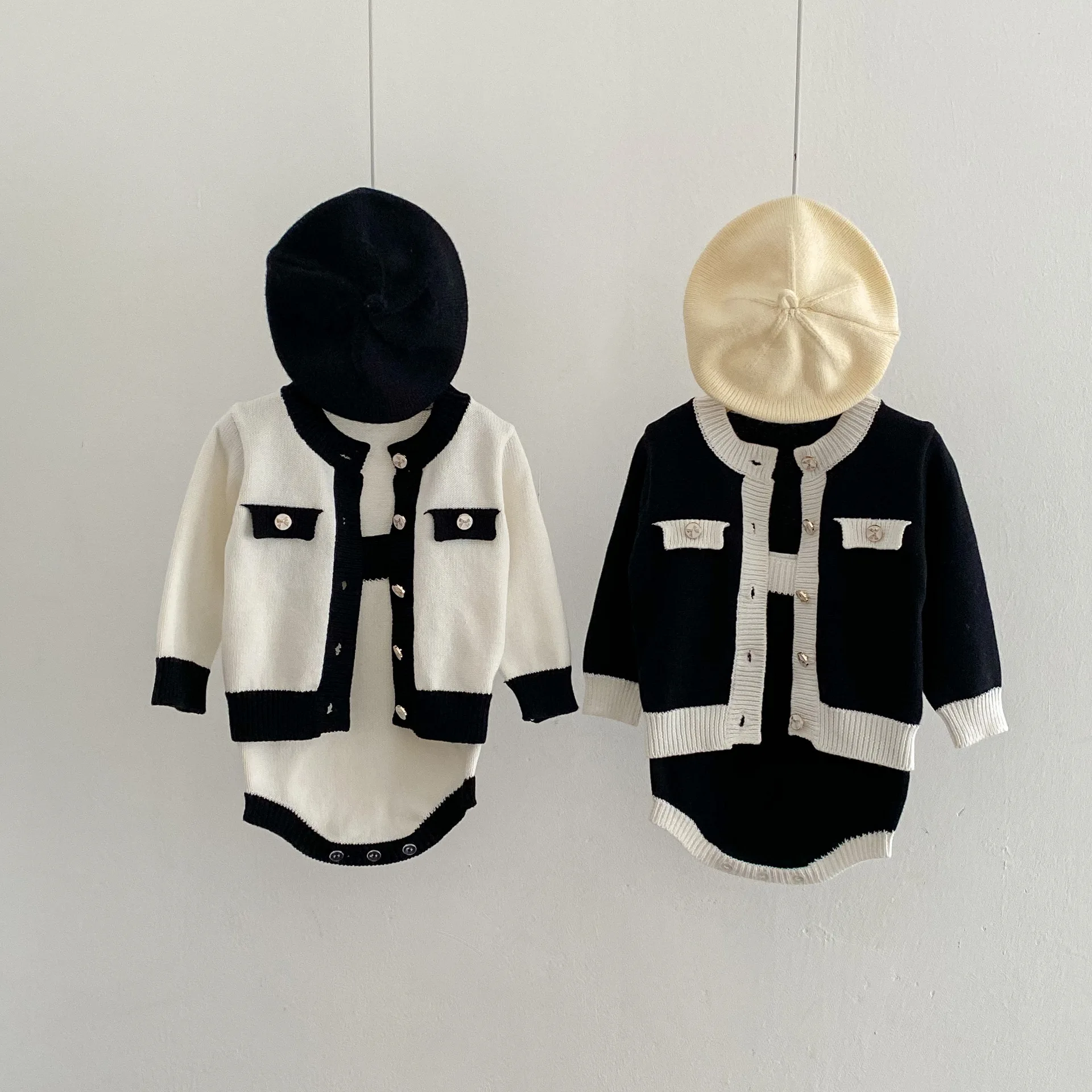 Spring Autumn Infant Baby Knit Sling Bodysuits Girls Fashion Knitwear Cardigan Coat Toddler Baby Romper And Sweater Outfit Sets
Spring Autumn Infant Baby Knit Sling Bodysuits Girls Fashion Knitwear Cardigan Coat Toddler Baby Romper And Sweater Outfit Sets