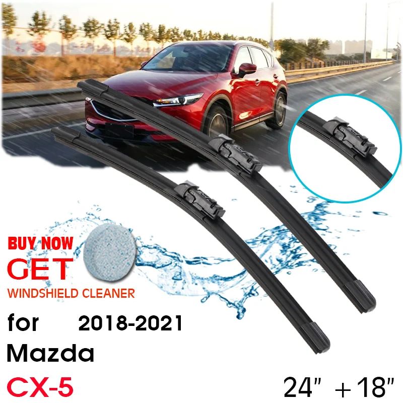 

Car Wiper Blade Front Window Windshield Rubber Silicon Refill Wipers For Mazda CX-5 2018-2021 LHD/RHD 24"+18" Car Accessories