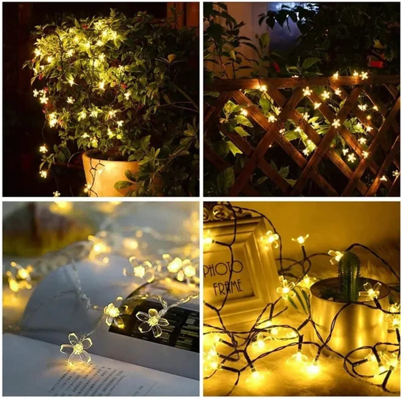 200/100/50/30/20LED Outdoor Courtyard Solar Fairy Lights Cherry Blossoms Solar String Lights Christmas Decorative Lighting Lamp 200/100/50/30/20LED Outdoor Courtyard Solar Fairy Lights Cherry Blossoms Solar String Lights Christmas Decorative Lighting Lamp