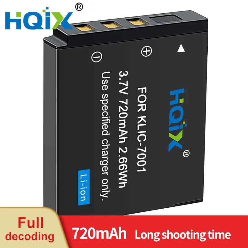 

HQIX for Kodak M320 M340 M341 M753 M763 M853 M863 M893 M1013 M1063 M1073 V550 V570 V610 V705 Camera KLIC-7001 Charger Battery