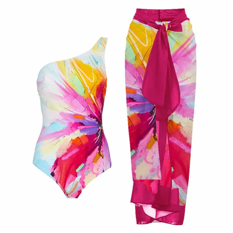 Women's One Piece Swimsuit Cover Up Fashion Paint One Shoulder Swimwear Sexy Push Up Bodysuit Bathing Suit Summer Beach Bikini
Women's One Piece Swimsuit Cover Up Fashion Paint One Shoulder Swimwear Sexy Push Up Bodysuit Bathing Suit Summer Beach Bikini