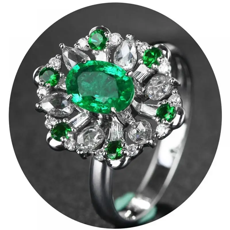 HOYON Luxury Jade Women's Ring Tsavorite Green Snowflake Diamond Gemstone Ring Adjustable Ring S925 Silver Color Jewelry Gift
HOYON Luxury Jade Women's Ring Tsavorite Green Snowflake Diamond Gemstone Ring Adjustable Ring S925 Silver Color Jewelry Gift