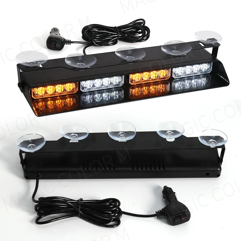 Car Front Windshield Strobe Warning Light Assembly 16 LEDYellow White Red Blue Emergency Lamp For Vehicles Trucks Waterproof 12V Car Front Windshield Strobe Warning Light Assembly 16 LEDYellow White Red Blue Emergency Lamp For Vehicles Trucks Waterproof 12V