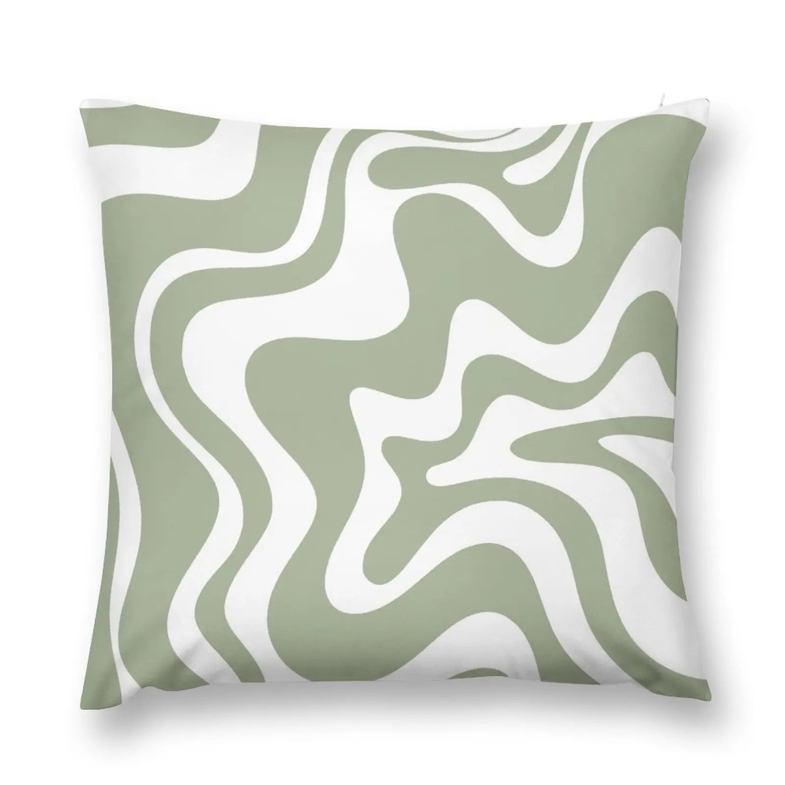 

Liquid Swirl Contemporary Abstract Pattern in Sage Green and White Throw Pillow Cushion Child Sofa Cushions Covers Cusions Cover