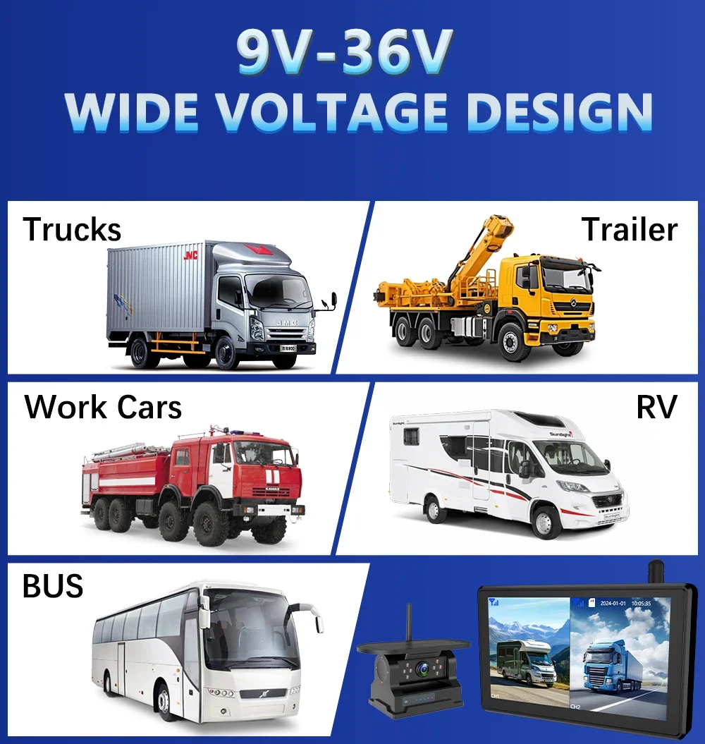 7 بوصة مركبة تعمل باللمس DVR مع 2 كاميرا احتياطية لاسلكية مغناطيسية تعمل بالطاقة الشمسية BSD إنذار لشاحنة/RV/مقطورة/رافعة شوكية 8 7 بوصة مركبة تعمل باللمس DVR مع 2 كاميرا احتياطية لاسلكية مغناطيسية تعمل بالطاقة الشمسية BSD إنذار لشاحنة/RV/مقطورة/رافعة شوكية